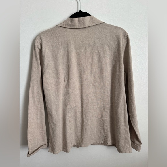 90s vintage FRIENDS Beige Linen-Cotton Blend Blouse - Picture 5 of 5